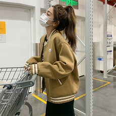 23年新品棒球服撞色休闲校园风夹克外套，女装短外套，菡迪欧娜