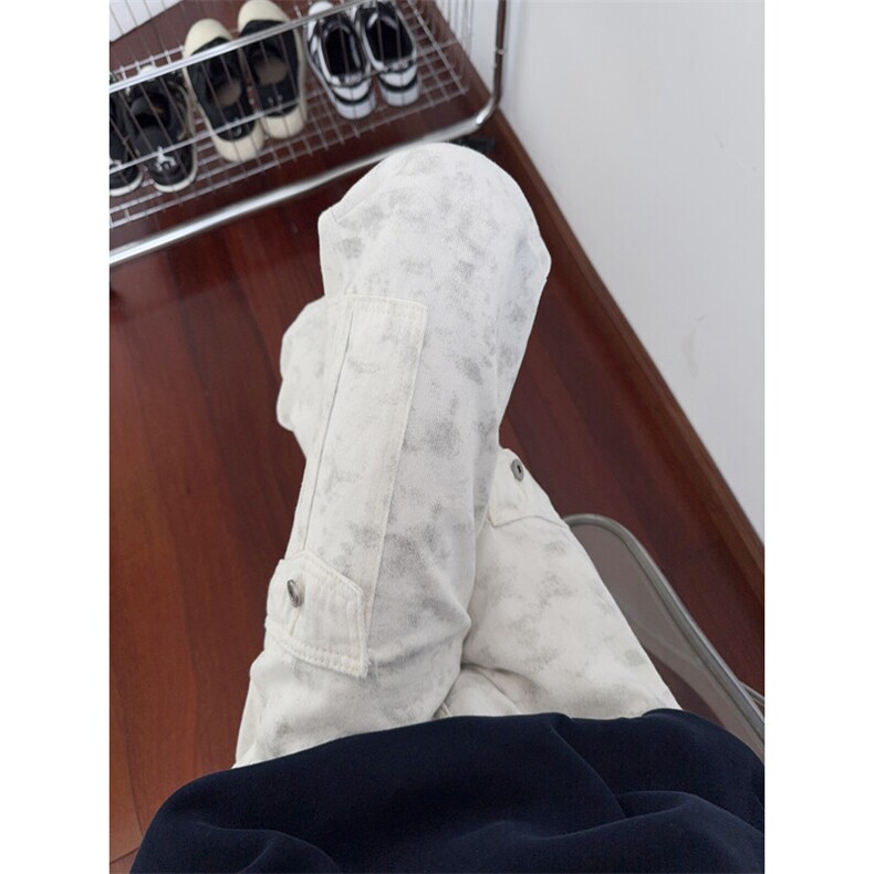 B221美式ins高街暗黑印花宽松工装牛仔裤LK24390-特P46控78图片