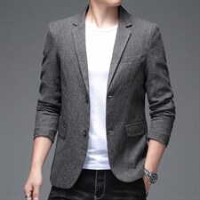 2023春季中青年男士西服纯色商务休闲舒适薄款外套爸爸装上衣图片