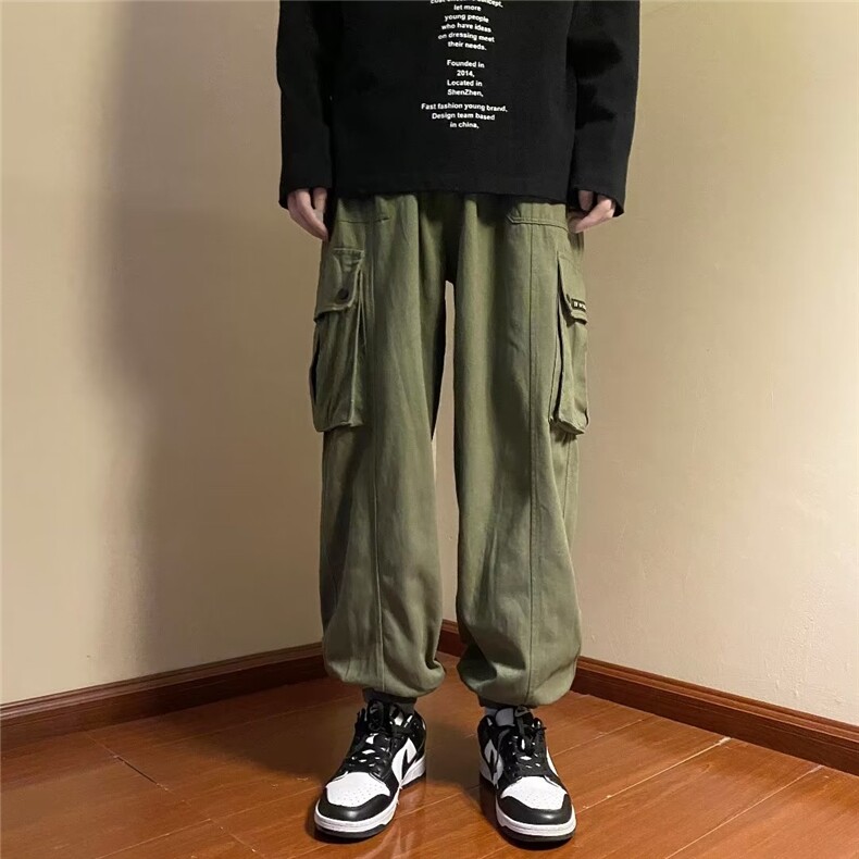 日系工装裤男秋冬季美式复古宽松休闲潮牌新款纯束脚裤K2927P35,男装休闲裤,星座1116-2