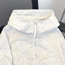 美式半拉链立领卫衣男女秋季小众解构外套cleanfit重磅硬挺连帽衫，女装短外套，星座601-1