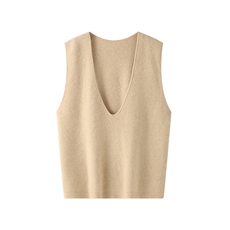 2025夏秋新款羊绒衫女100山羊绒纯色V领厚款羊绒马甲百搭宽松背心，女装马甲，蒂暖羊绒