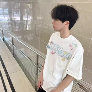 万针全刺绣工艺抖音得物高品质260克重磅纯棉双纱美式高街短袖T恤图片