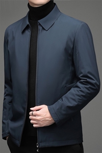 中年男士商务休闲羽绒服冬季加厚保暖翻领上衣爸爸装白鸭绒外套图片