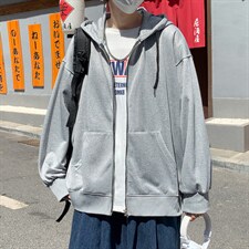 极简开衫卫衣潮牌ins连帽上衣服港风宽松休闲秋装外套W1273-P32，男装卫衣，星座512-4