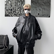 短款皮衣外套男春秋季高级感痞帅设计感小众骑行机车夹克，男装夹克，星座716-3