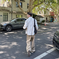 日系简约长袖衬衫男士春秋新款宽松帅气衬衣休闲潮牌外套CS3081，男装衬衫，星座516A