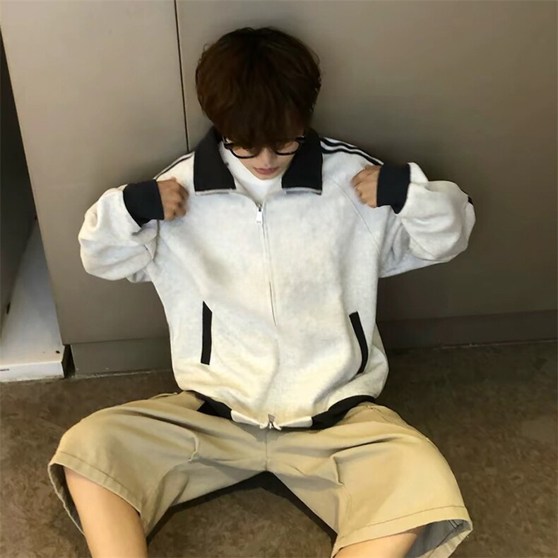 抖音得物高品质美式高街重磅结构设计拼接织带立领卫衣外套CM42，男装卫衣，电商A486