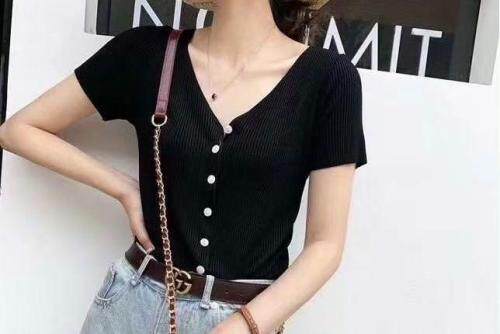 V领短袖打底开衫，女装，魅力元素