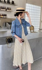 夏季新品牛仔碎花两件套套裙，其它，迈裳亿