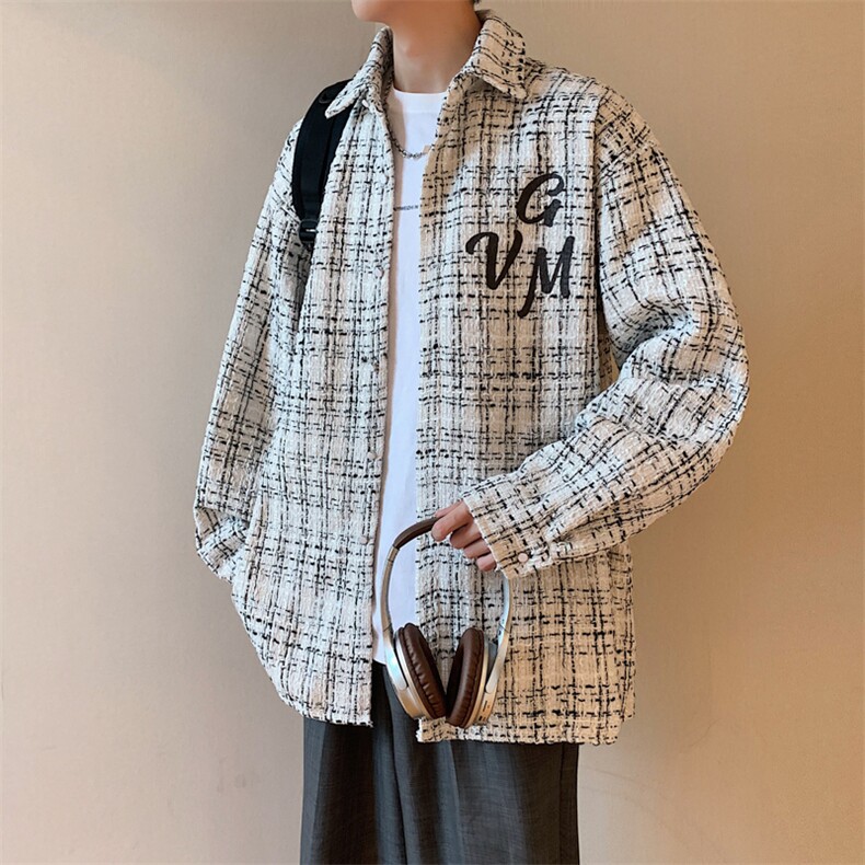港风小香风衬衫男大码M-5XL中性情侣潮衬衫男CCS8019P45加绒P55,男装衬衫,星座227-7