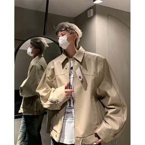 潮牌Pu皮夹克外套男痞帅大学生休闲机车服皮衣XZ514-2-24244-P65图片