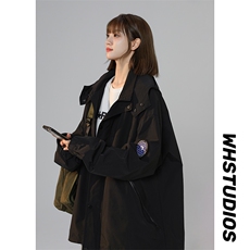 中性复古外套男士春秋季冲锋衣痞帅休闲夹克2024连帽冲锋衣夹克男，男装夹克，电商A409-1