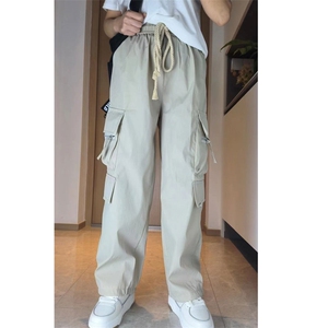 抖音直播夏男女工装裤冰丝拉链大口袋抽绳束脚冲锋裤K976 P48图片