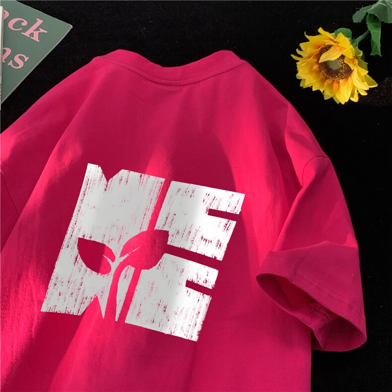 M304-P25手绘字母花朵男女款纯棉短袖夏季情侣款,男装T恤,星座617A-2