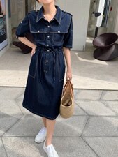 夏季薄款牛仔连衣裙，女装连衣裙，肆尔