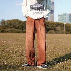 港风ins日系复古牛仔裤男宽松直筒坠感阔腿裤秋季百搭裤NZ048-P48，男装牛仔裤，星座1103-2