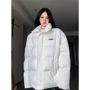 冬季复古立领保暖宽松情侣款简约纯色加厚面包服棉袄JKM28图片