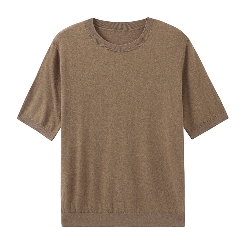 男士圆领百搭时尚针织衫短袖，男装针织衫/毛衣，挚尚羊绒