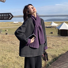 复古撞色双面羊绒大衣女2025秋冬新款独特别致小个子百搭毛呢外套，女装毛呢外套，慧尚2-185