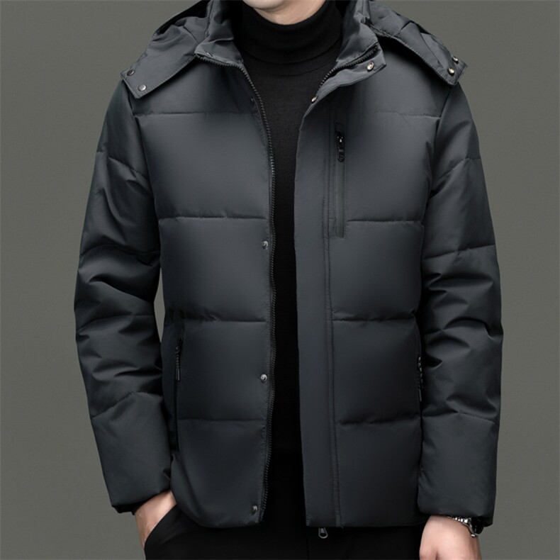 秋冬季白鸭绒羽绒服休闲男士短款加厚可脱卸帽时尚保暖男外套,男装羽绒服,钱塘6003（原4033）