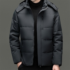 秋冬季白鸭绒羽绒服休闲男士短款加厚可脱卸帽时尚保暖男外套，男装羽绒服，钱塘6003（原4033）