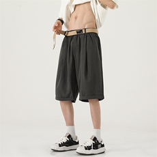 配腰带休闲短裤男潮牌ins宽松休闲潮流韩版五分裤DK01020-P38，男装休闲裤，星座308B-1