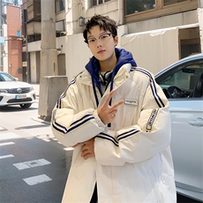 棉衣男冬季新款港风宽松假两件宽松连帽学生棉服MY8882-P82，男装棉衣，星座214-3