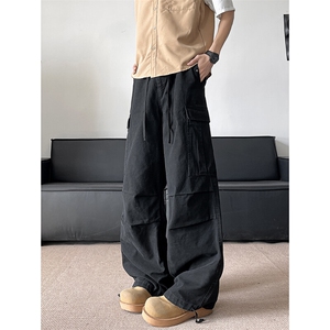 美式复古多口袋宽松休闲工装裤抽绳百搭阔腿裤XG115P60