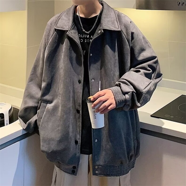 1506-1/JD41/P59翻领青春男新款外穿长袖麂皮绒气质ins夹克潮帅气，男装夹克，星座1506-1