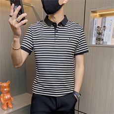 PL042-特P40撞色条纹短袖POLO衫男夏季潮流轻熟雅痞修身翻领，男装Polo衫，电商D310B