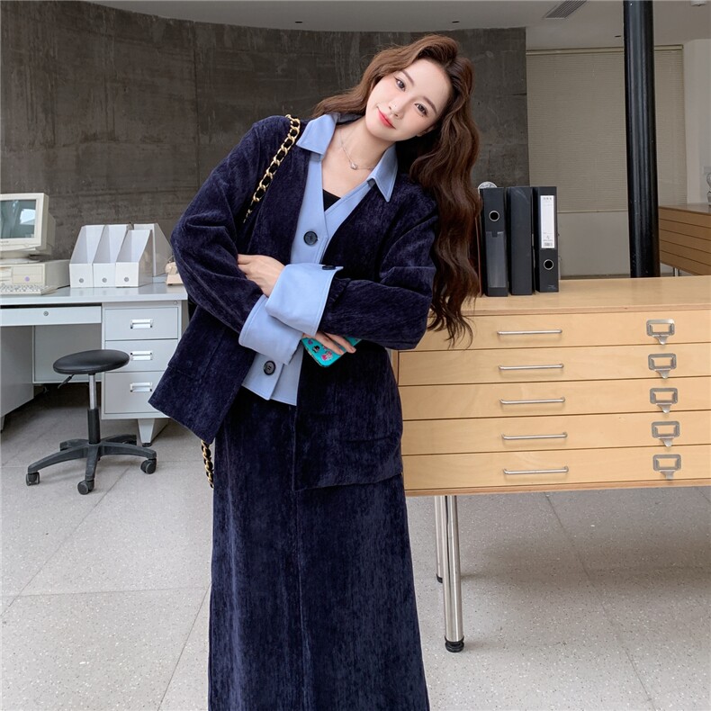 高级感轻熟风西装套装女2025秋季新款气质假两件西服半身裙两件套,女装套装/套裙,2C053