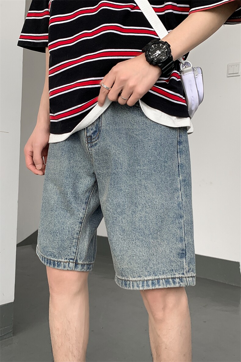 牛仔短裤男潮牌ins直筒五分裤宽松夏季马裤潮流百搭中裤5103-P30,男装牛仔裤,电商A318