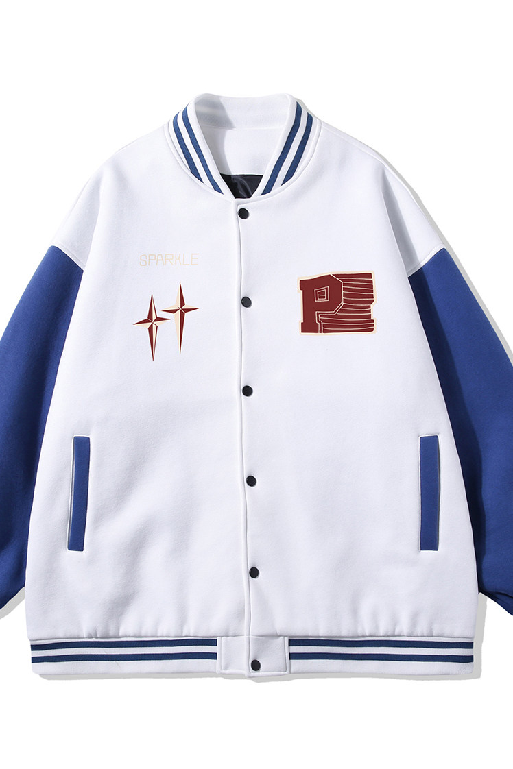 白底23春季新款港风小天使印花潮牌拼接棒球服夹克外套G97P65控88,男装夹克,电商A247-1