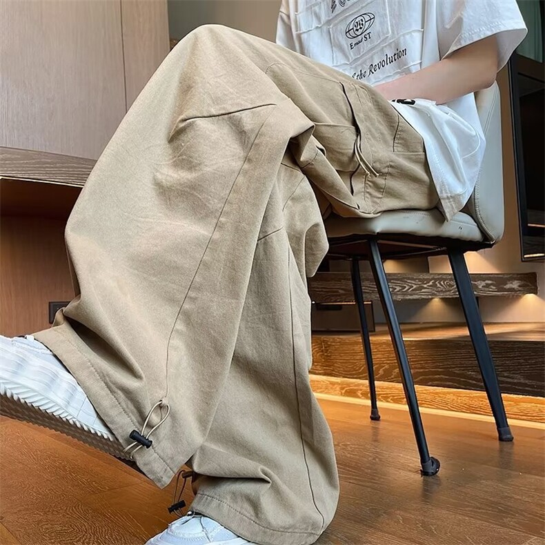 纯棉工装裤男女百搭直筒阔腿休闲裤子潮牌设计感小众百搭长裤,男装休闲裤,星座410-7