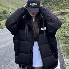 灯芯绒拼接棉服情侣女冬季2025新款宽松oversize棉衣加厚短款外套，男装棉衣，星座218-8