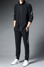 秋季薄款男士长袖纯色t恤2022运动休闲套装外套中青年男装三件套，男装休闲套装，电商B212（原钱塘6029）