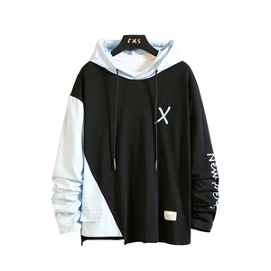 7XL~M 现货2023春季新款连帽拼接撞色卫衣外套男大码胖子控价78图片