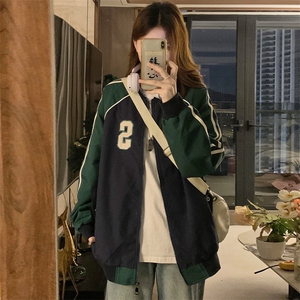 美棒球服少女春秋2025新款初高中生宽松休闲拼色夹克外套C795-P90,高中生穿衣搭配技巧大全图片