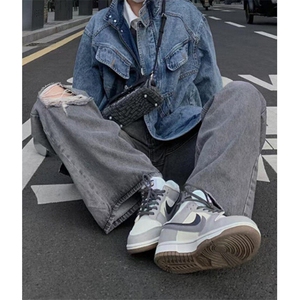 男款牛仔裤ins高街美式复古宽松潮牌潮流直筒垂感阔腿裤 N1288图片