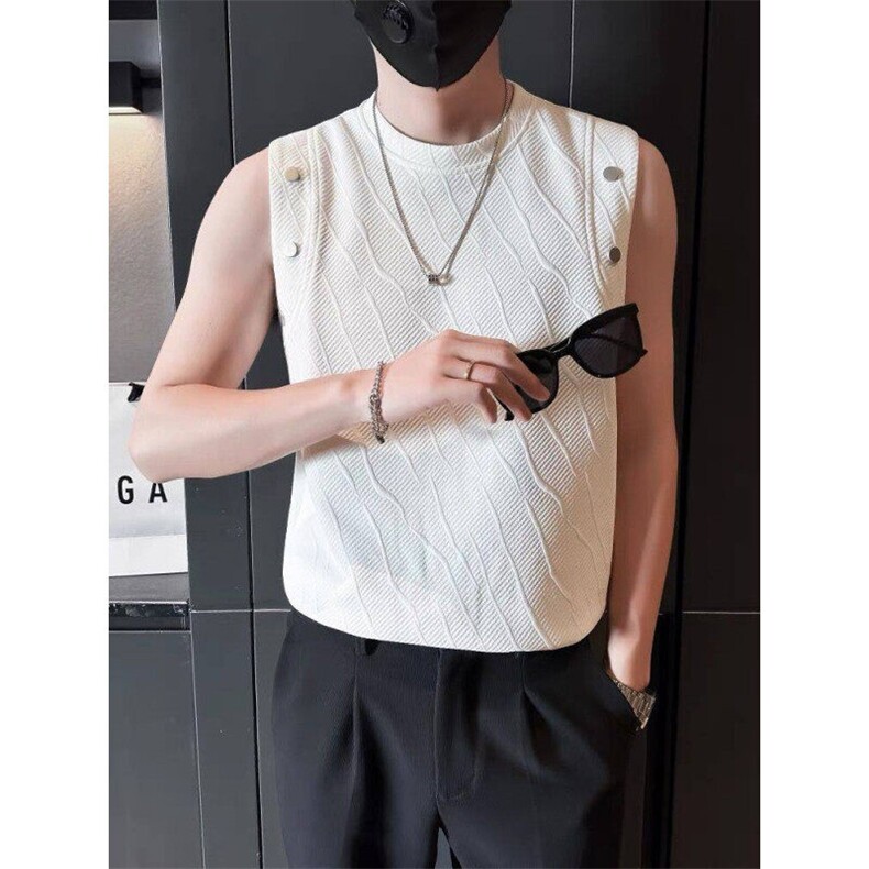 网络图现货新款肌理感无袖铆钉设计背心男坎肩T恤RA70-P25,男装背心/马甲,星座1005-4
