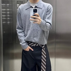 JY678-P53时尚POLO领针织衫新款毛衣上衣翻领宽松显瘦外穿毛衫，男装针织衫/毛衣，星座1501-3