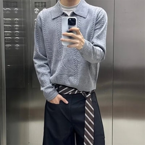 JY678-P53 时尚POLO领针织衫新款毛衣上衣翻领宽松显瘦外穿毛衫图片
