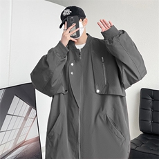 新款春季纯色男棒球风夹克宽松圆领工装休闲夹克外套JK3212-P80，男装夹克，电商A128