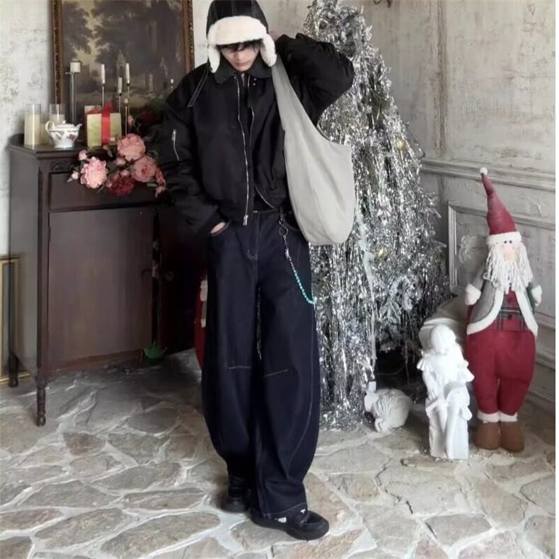 春季新款ins简约潮流宽松复吉设计感百搭男休闲时尚直筒牛仔裤子,男装牛仔裤,星座506A