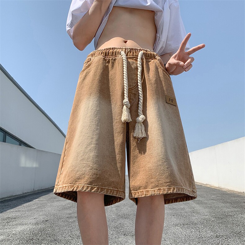 抖音得物品质男士五分裤潮流休闲水洗牛仔短裤NZ2021-P35限58，男装牛仔裤，星座1103