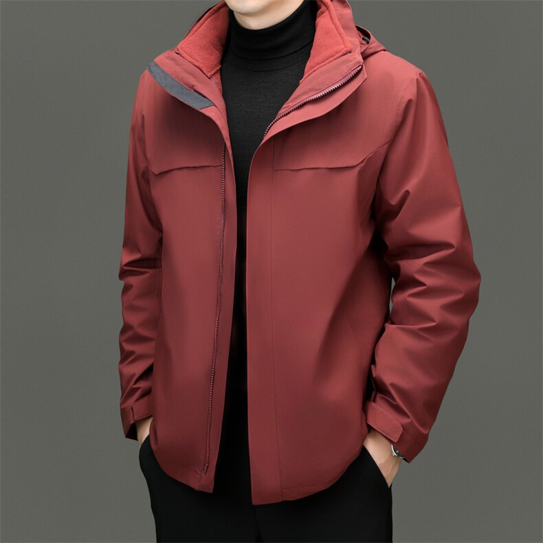 中青年男士户外羽绒服冲锋衣可拆卸三合一防风防水登山服外套夹克,男装夹克,电商B212（原钱塘6029）