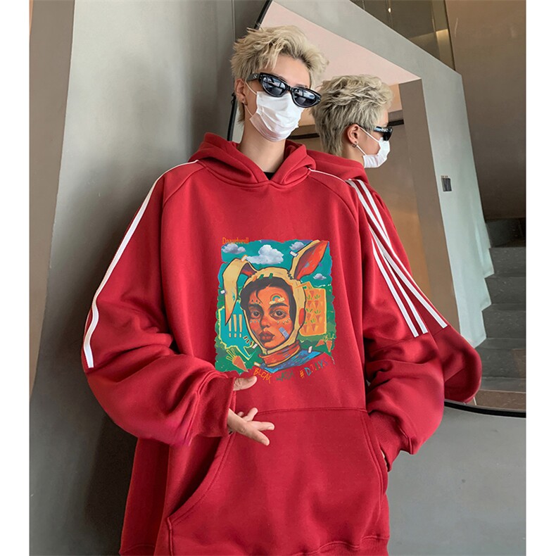 抖音得物供货提供视频秋冬重磅美式宽松织带连帽卫衣0435,男装卫衣,电商A486