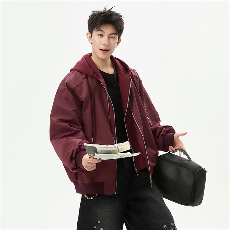 假两件连帽夹克男潮流百搭保暖户外外套J063P95158,男装夹克,电商A073