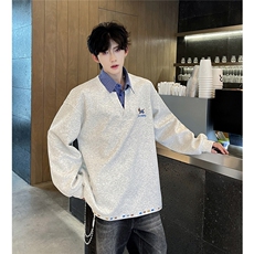 P68WY716420克高品质含59%棉假两件领口拼接男女情侣宽松卫衣，男装卫衣，电商A170